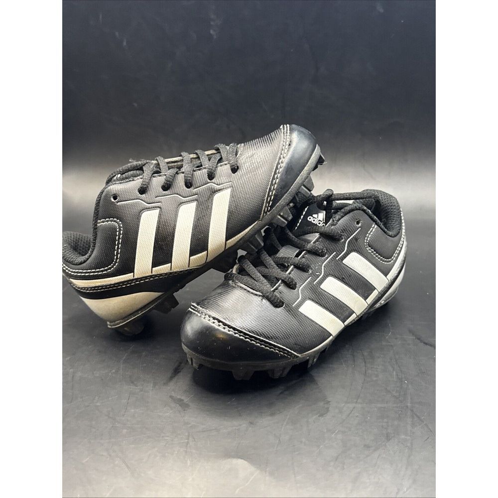 Adidas Kids Boys Rundown Lace Up Baseball Cleats Black White Size 10K